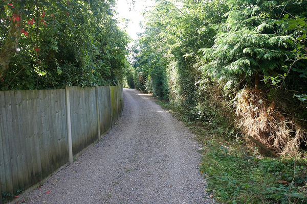 View Down the Track - South
Looking south down the track (and public footpath 578).  We own the track, with out home on the left (east) and Jack and Margaret's home is on the right (west).  I took a photograph from the same spot, with me turned around 180 degrees.
Anahtar kelimeler: track public footpath 578 Powick Worcester Colletts Green Jack Margaret