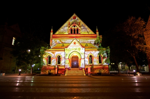 A veritable gingerbread house during the Adelaide Fringe Festival
Keywords: Adelaide Australia Buildings Festival Illuminations North Terrace South