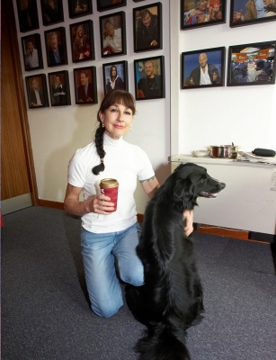 Hey, where's my coffee?
Me having a "keep me awake" cup of coffee.  It was an early start following a very early start the day before when we went to Heathrow to pick up Cathy.  Here Barney and I try to keep our cool as we wait for our moment in front of the TV cameras for the BBC World Service Cooking for Dogs live segment
Palabras clave: Barney BBC TV studios BBC World Service Border Collie Coffee Collies Cooking for Dogs Marjorie Recipes