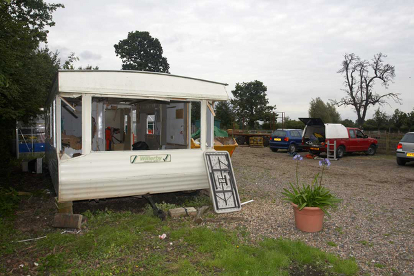 Taking the Caravan Apart
Taking the caravan apart in situ seemed like the only option available:  we couldn't find a way to get it back down our track.
