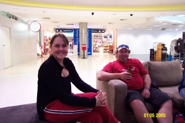 Melanie at Melbourne airport with Nathan
Waiting for our flight to Singapore with Nathan one of the group members
