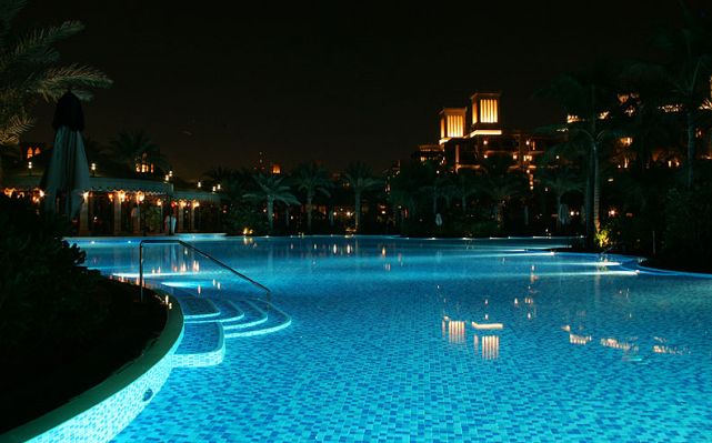 Madinat Jumeriah Hotel Pool at Night
Keywords: Madinat Jumeriah Hotel Dubai swimming pool night time lights