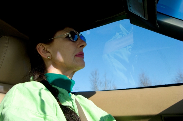 Marjorie Driving the Corvette
On our way down the M40 to London and the BAFTA Film Awards.

