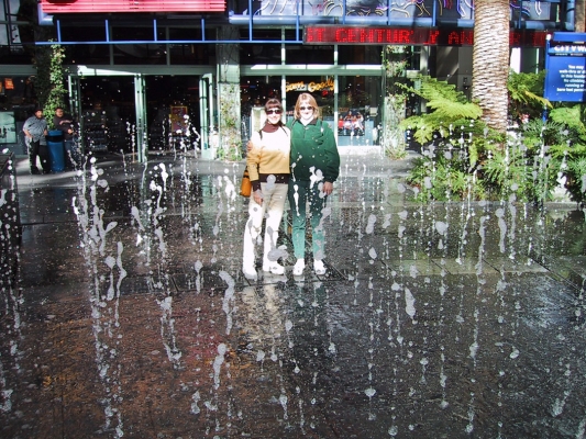Marjorie and Cathy in Los Angeles
We were attending an organic food show in Anaheim.  This photo was taken at a fountain somewhere in Los Angeles.
Ključne besede: Cathy Bushby Fountain Marjorie Walsh Water