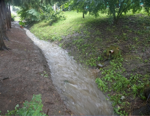 The Back Stream, Whitecroft
This is the small stream in the back of our house, separating Whitecroft from Maggot's Croft.  Normally the stream is dry, or has a slight trickle.  Not today....
Palabras clave: Whitecroft stream flood rain flow rapid