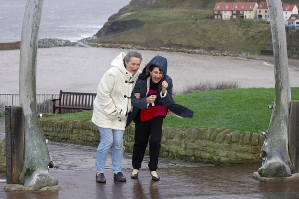 Standing - just!
We had to go to the headland in Whitby to experience a sample of the battering the rest  of the UK was  getting this day.
Trefwoorden: Cathy Marjorie