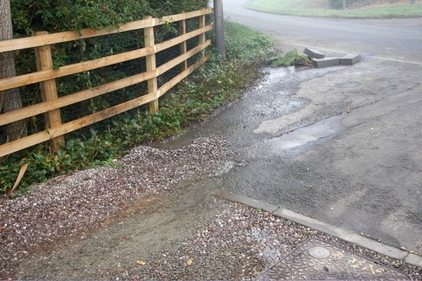 Water Leaking Down The Track
The toppled blocks are the site of the leak, and the water ran down the Whitecroft track, heading to the north.  It took Severn Trent a day to repair this small problem.
Keywords: Environment Leak Severn Trent Track Water meter Water Usage Whitecroft
