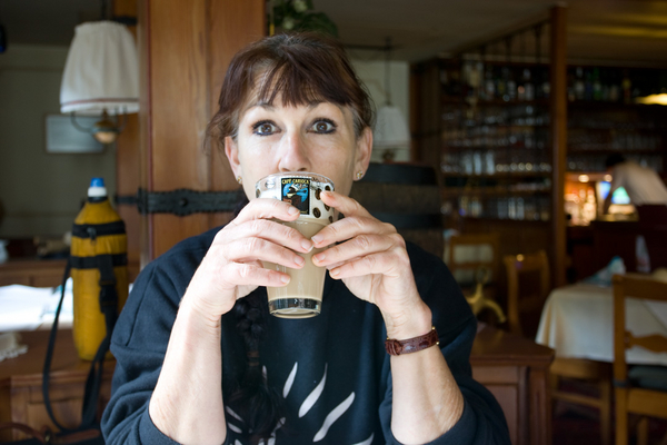 All that ancestor hunting has made me a thirsty bunny
Time for lunch.  All of the villages were were looking at were very small with not much open so we stopped at hairdressers and asked where we could get food.  We were directed to the village of Ulrichstein which actually had a couple of eateries.
Keywords: Coffee Germany Marjorie ulrichstein