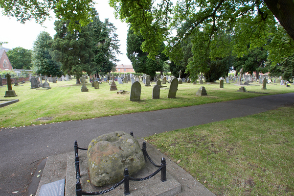 The ancient stone that divided the parishes of Leigh and Powick, St Matthias, Malvern Link, Worcestershire
Keywords: Cemeteries Cemetery Church Churches Grave Graves Graveyard Graveyards Headstone Headstones Malvern Malvern Link St Matthias Stone Worship
