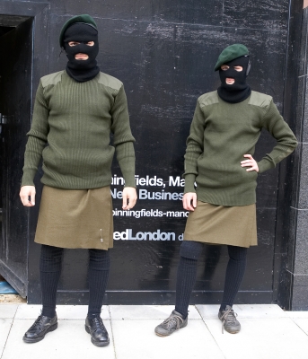 Artur and Grzegorz in Costume
Dressed in kilts and balaclavas.
Keywords: Artur Ivanyan Grzegorz Bednarski IRA kilt balaclava costume
