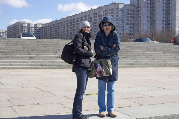 Maria and Marjorie at the Waterfront
Standing at the waterfront of St Petersburg, with a Soviet-era apartment building in the background.  Maria Smolentseva was our guide during our last day in St Petersburg.
Ключові слова: Maria Smolentseva Marjorie St. Petersburg Soviet apartment building waterfront