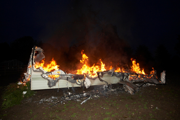 At the base - did someone remember to put in the potatoes?!
Keywords: Burn burning Caravan Fire Trailer