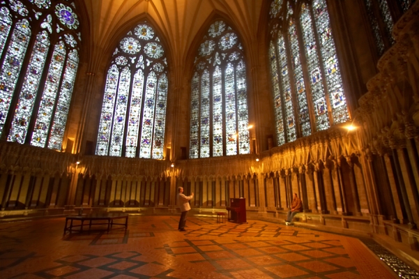 York Minster Cathedral - Chapter House
Tourists taking photos of each other.
Keywords: York Minster Cathedral Chapter House stained glass windows tourists