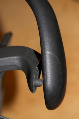 Herman Miller Mitta Chair
This is the arm rest on my Herman Miller Mitta chair --- less than a year old.  Trying to get them to honour their 12 year guarantee (or whatever it is) has been a real challenge.  The chair is very comfortable for my bad (broken) back, but not so good from an armrest standpoint.
Keywords: Herman Miller Mitta Chair