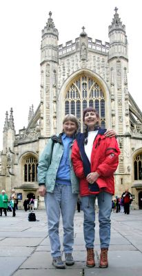 Cathy and Marjorie in Bath
Cathy and Marjorie in front of the [url=http://www.bathabbey.org/about.html]Bath Abbey[/url].  We didn't visit the Abbey, however --- we had lunch.  April 20 2005
Keywords: Bath Abbey Marjorie Cathy