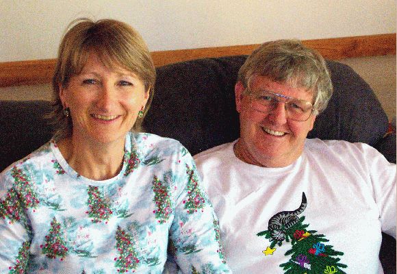 Cathy and John in Doggie Jim Jams
