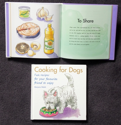 Marjorie's new "Cooking for Dogs" Book
Scheduled to be in book stores, in the UK and the US, in September 2007.  These are advance copies of the UK and the US editions.
Keywords: Cooking for Dogs cookbook Marjorie book bookstores