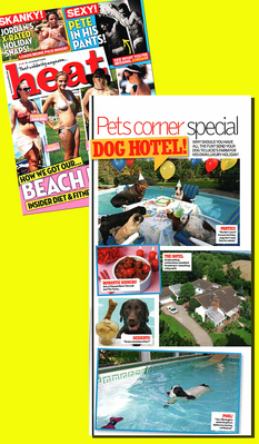What does Lucies Farm have in common with Peter Andre?
We're both in the 15-21 August 2009 issue of [i]Heat[/i] magazine.
Ключові слова: Heat Magazine Peter Andre dog hotel dog birthday pug