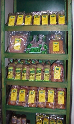 Poi Products Stand
K-Mart and Marukai both wanted us to build our own stands to group Poi Company products together.  This is the protype that John Bushby built in the factory.
Keywords: Poi Company poi products bagels lavosh English Muffins Marukai K-Mart stand