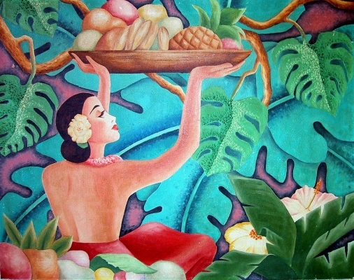 Art Deco Poi Painting
We purchased the original of this painting on eBay and used it on our luxury poi packaging.  It reminds me of the old Matson menu covers.
Keywords: poi packaging Matson menu covers