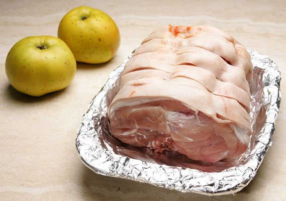 A Berkshire Pig Joint
When we picked up our new Berkshire Boar, Westbrook, we also bought a nice Berkshire roast.  This is a "before" photo.  Note how all the crackling is scored.
Keywords: Berkshire pork pig joint pig roast pig meat Berkshire pig