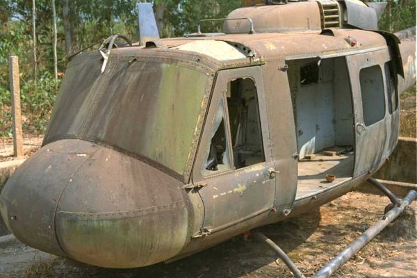 Huey Helicopter at the Cu Chi Tunnels, Viet Nam
This old Huey UH-1 was at the entrance to the Cu Chi tunnels in Viet Nam.  Our guide felt very awkward about this --- and I'd be surprised if it's still there.
Keywords: Huey UH-1 helicoper Cu Chi tunnels Viet Nam Vietnam