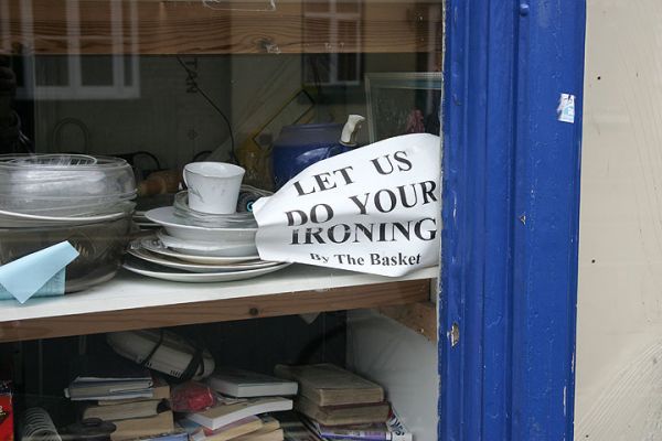 Tenbury Wells - Let Us Do Your Ironing
This sign made me chuckle.  It was in the window of a cluttered, dusty shop.  And the sign itself looked like it needed a good ironing.
Keywords: Tenbury Wells ironing sign clutter