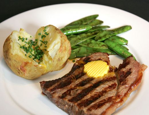 Scottish | Kobe Rump Steak
Cooked with a pat of Alderney Island butter (from Guernsey cows), a baked potato with fresh chives, and some snap peas.
Keywords: Scottish | Kobe rump steak Alderney butter Guernsey cows potato snap peas