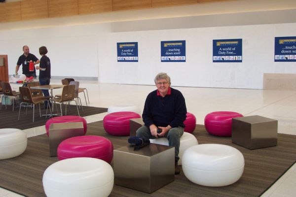 Visit to New Airport
John sitting on "interesting" seats at the new airport Open day Oct 9th 2005
