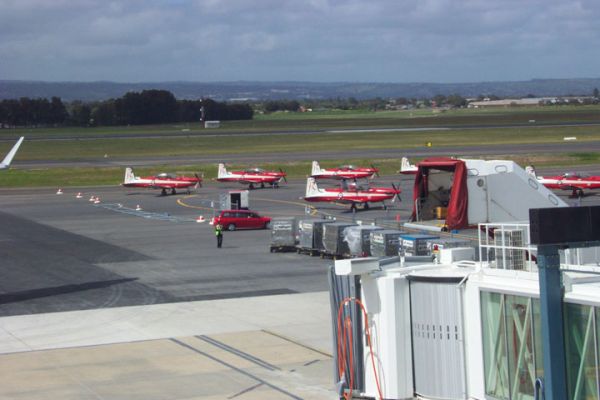 Visit to New Airport
The Roulettes waiting to perfom at the Open day for the New airport building Oct 9th 2005
