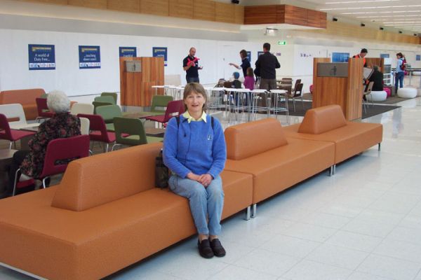 Visit to New Airport
Went to the Open day at the New Airport building Sun Oct 9th 2005, here I am sitting on one of the new lounges. It is a lovely building but still lots of work to be done. Flights start to come in to the new building about Oct 18th
