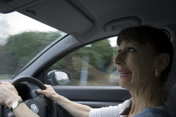 Still Driving
Marjorie grinning and driving at the same time, what a clever woman. Driving home to Worcester after a trip to Malvern.
