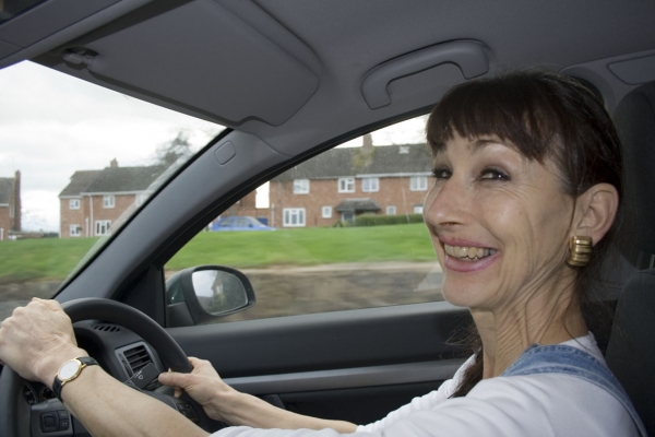 Driving home
Marjorie driving home from Malvern  enjoying the trip.
