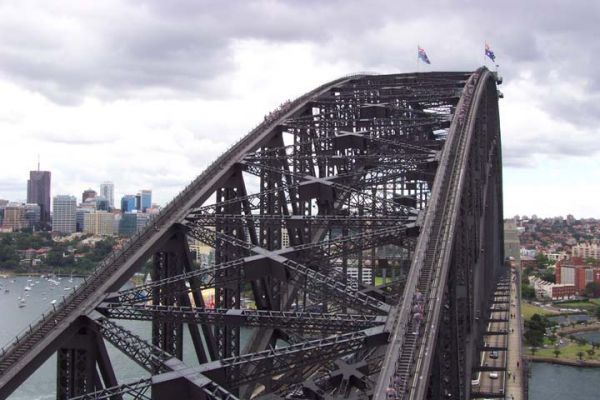 Walkers on Sydney Harbour Bridge March 2005
If you look closely enough you can see the walkers on the bridge. The walk is a wonderful experience that every one should attempt March 2005

